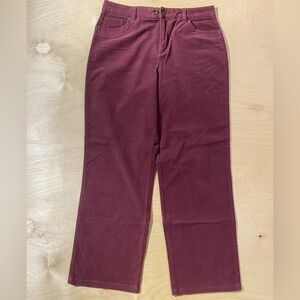 Basic Editions Women’s High-Rise Straight Corduroy in Deep Berry 12 (QW)